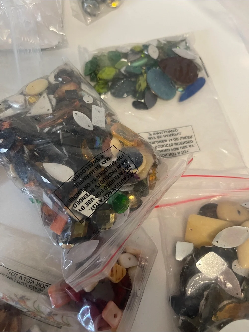 Lot of blue & green glass beads for crafts, jewelry